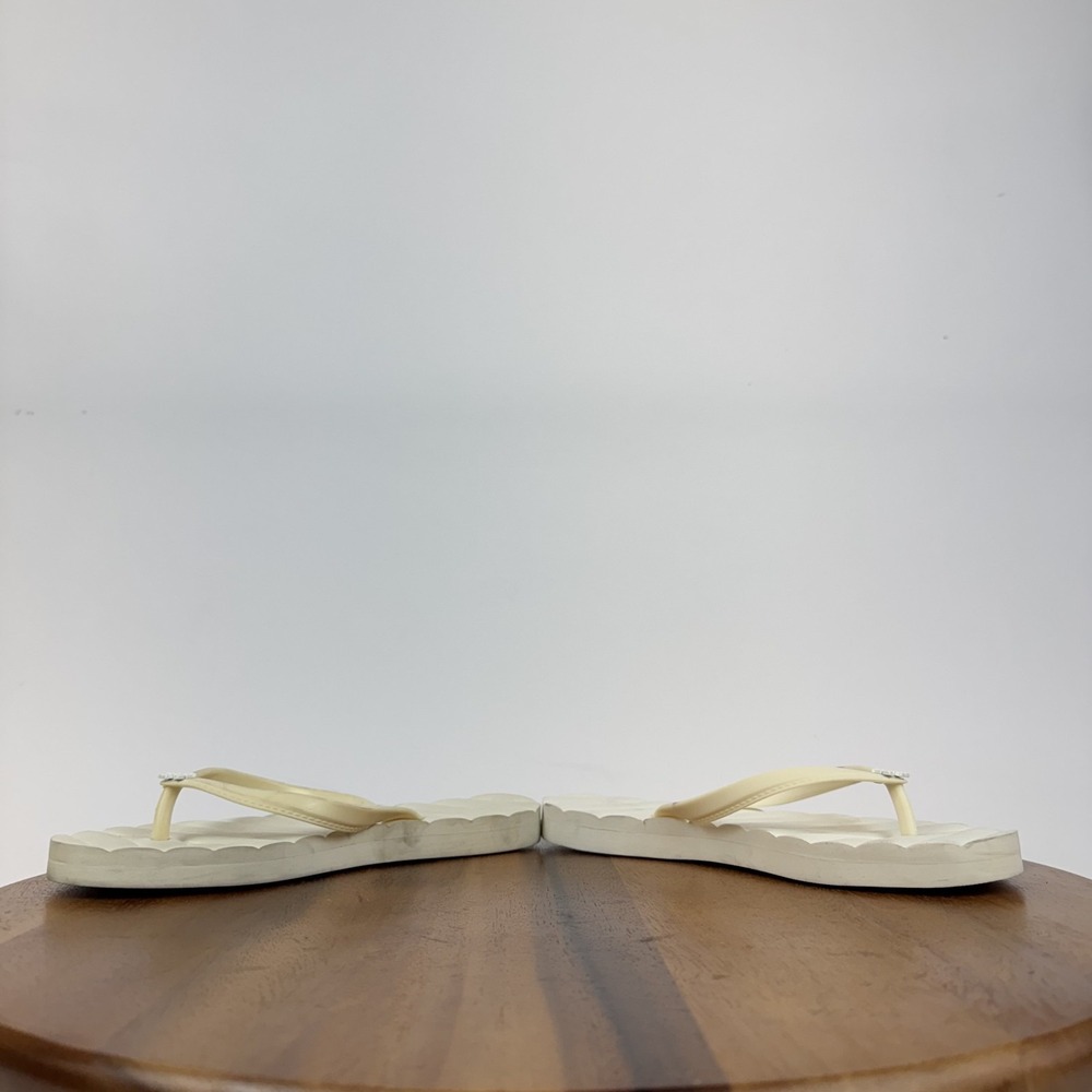 Womens Tory Burch Kira Dark Ivory Quilted Casual Thong Flip Flops Sandals Size 6 - Picture 6 of 8